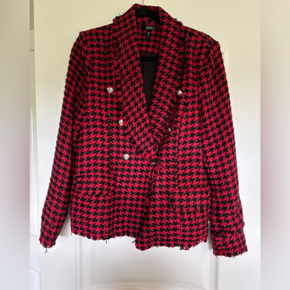 Aqua - Red and Black with silver shimmer blazer. Silver buttons. Worn once.